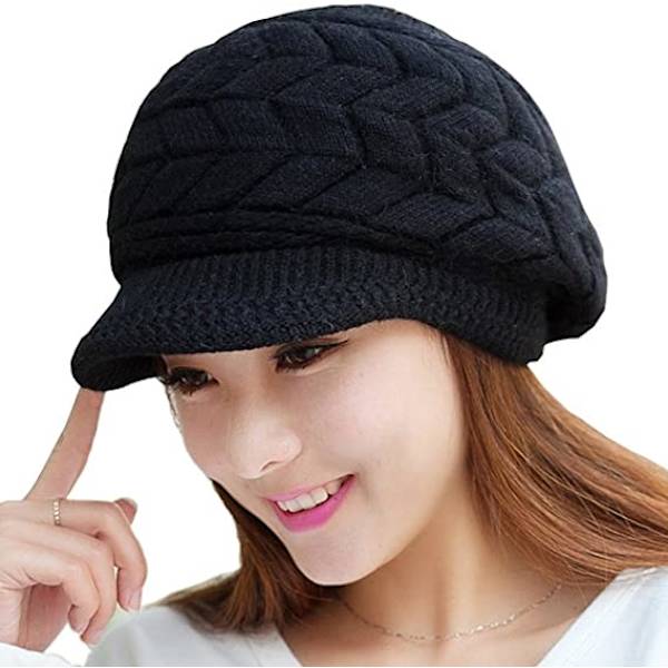 Dame Vinter Beanie Hat Varm Strikket Slouchy Uld Huer Cap med