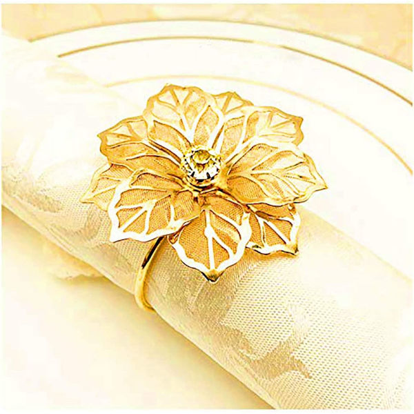 (Blomster-Guld) Servietringe og -holdere, 1 stk. Metal Servietring N