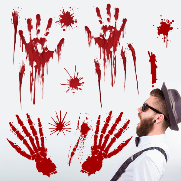 Halloween-dekorasjoner, 8 ark Terror Bloody Handprint Footprin