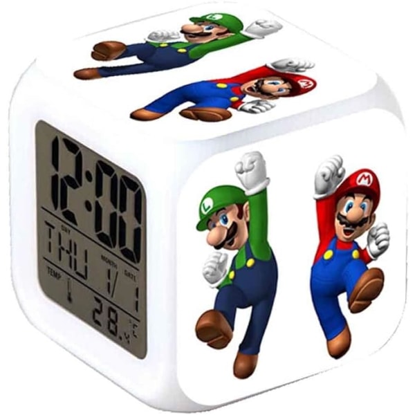 (Super Brothers) Ny Anime Super Mario Timer Clock LED-lysalarm