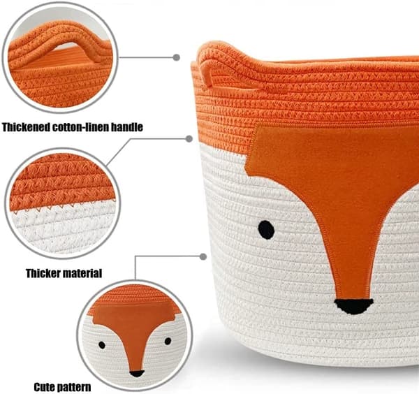 Bomullstvättkorg, Orange Fox hopfällbara förvaringskorgar