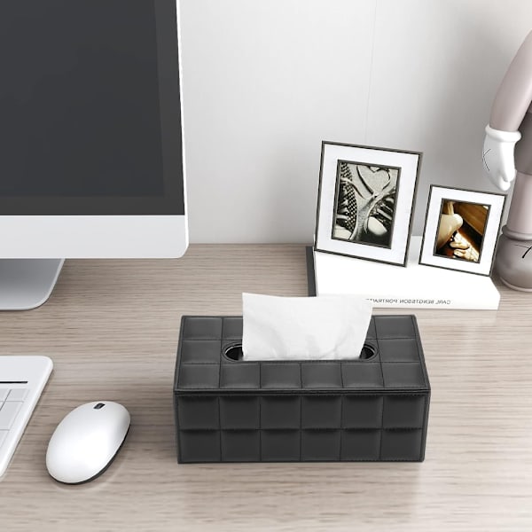 Rektangulär Tissue Box i Läder - Svart - 1 st