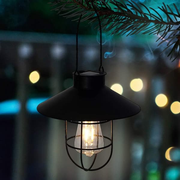 Solcellelykt Utendørs Hengelampe Metall Solcellelampe (Black)