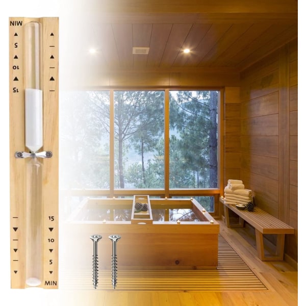 Sauna Hourglass with 15 Minute Timer, Heat Resistant, Sand White