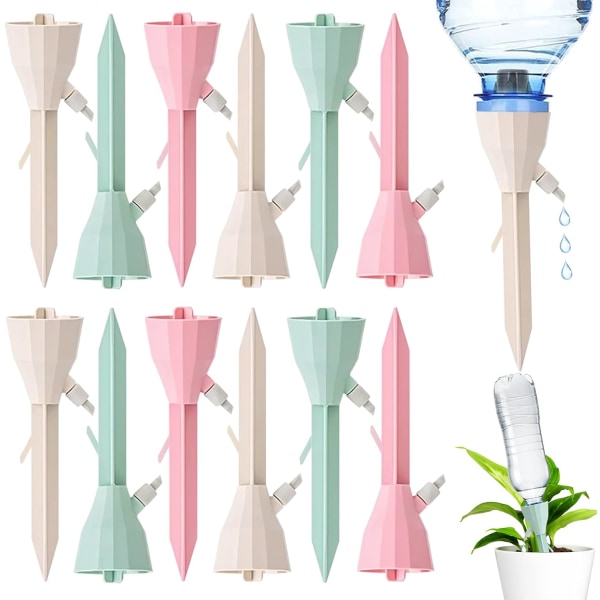 12 Pcs Drip Irrigation,Drip Bottle Automatic Plants Irrigation Adjustable Plant Irrigation Plant Watering Spikes with Va