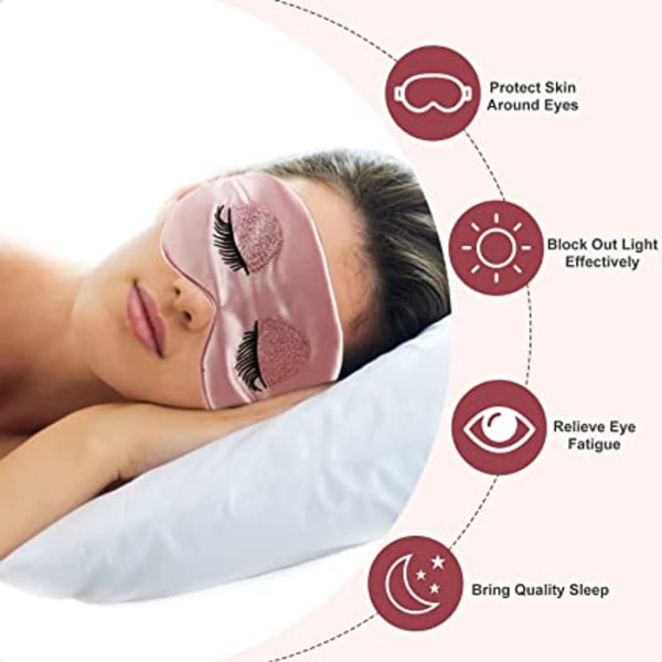 Pink sovemaske, pailletter lange øjenvipper imiteret Silk Eye Mask,