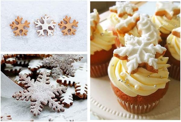 Snöflinga kakmodellverktyg, set med 6 snöflingeformade kakformar