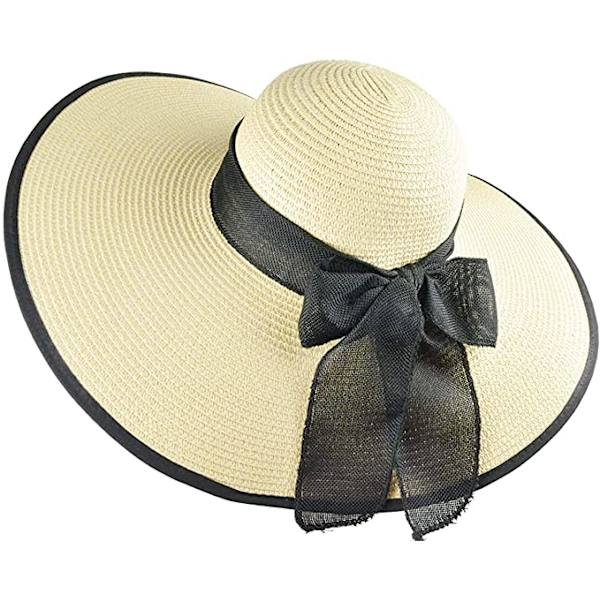 Kvinners stråsolhatt (55-60 cm), bred brem stråhatt for damer B