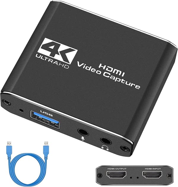 Capture-kort, videoinspelningskort med mikrofon 4K HDMI Loop-O