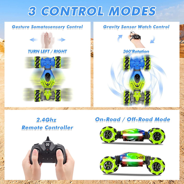 2.4GHz 4WD 360° Offroad RC Bil 1:24 RC Bil Musikk og Lys Mini