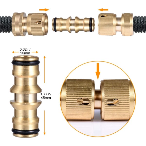6 stk messing hageslange hurtigkoblinger, hageslange hurtigkobling