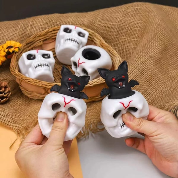 4 Pack Halloween Skull Soft Toys Cute Black Bat Legetøj Stress Reli