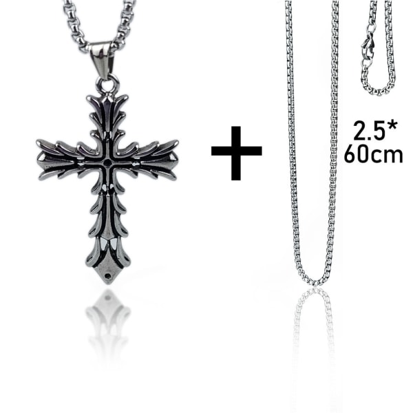 3-delt Thorn Cross-anheng i rustfritt stål og titan