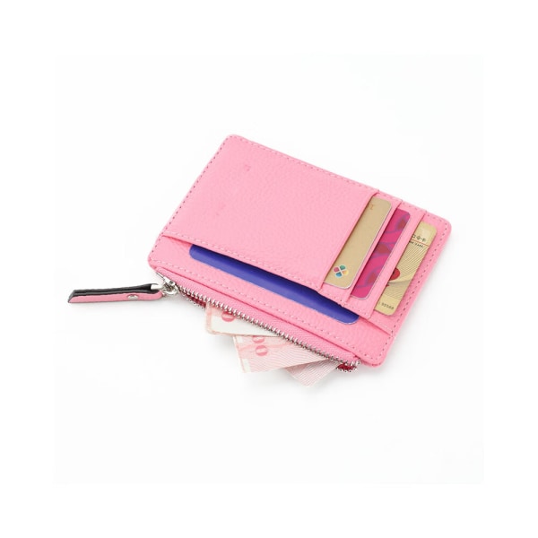 Rosa plånbok i ett stycke, 11,5 cm×8,5 cm×0,3 cm visitkort i läder