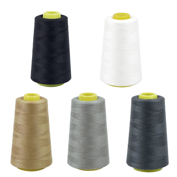 Sömnadsgarn Polyester Spolar 5 Färger 3000 Yard Spolar Överlock Kon för Symaskin (A)