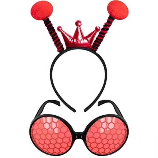 Bee Costume Bee Ladybug Antenn Pannband och glasögon Se