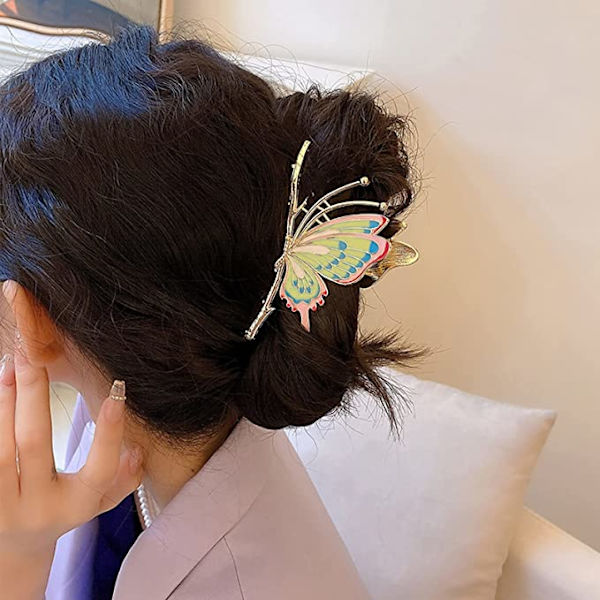 Butterfly Medium Hair Claw Clip Kaksipakkaus (Pinkki ja Violetti), Meta