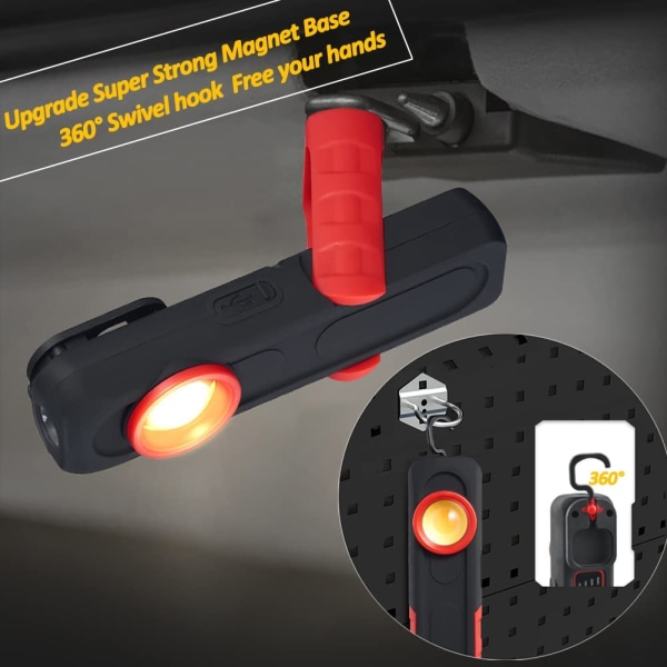 COB LED oppladbar arbeidslampe, bærbar LED lommelykt insp