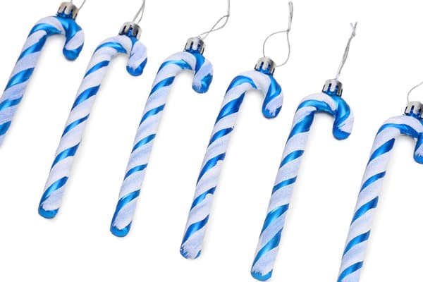 6-13cm Glitter Candy Cane Julepynt/Julekulesett (Blå og Hvit)