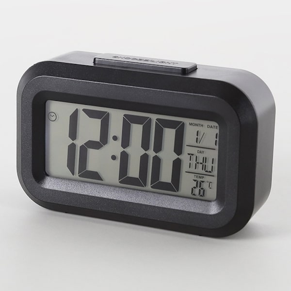 (svart) Väckarklocka, batteridriven klocka, dim nattmodell, 12/24