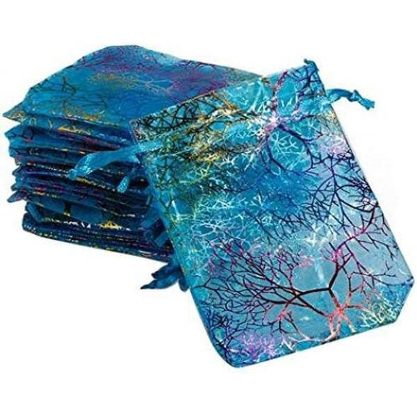 100 stk. 12x9cm koral organza smykkepose bryllupsgave