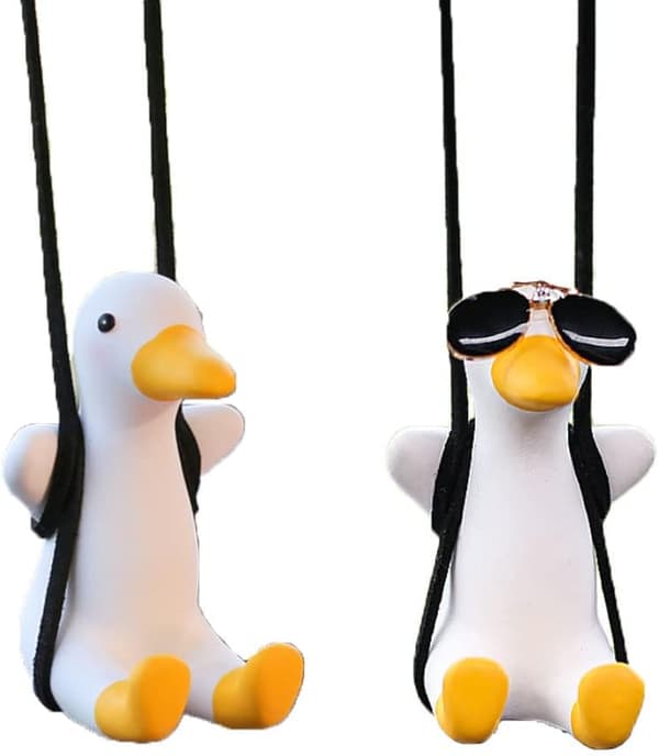 2 kpl Super Cute Swing Duck Mirror Hanging Car Interior Accessor