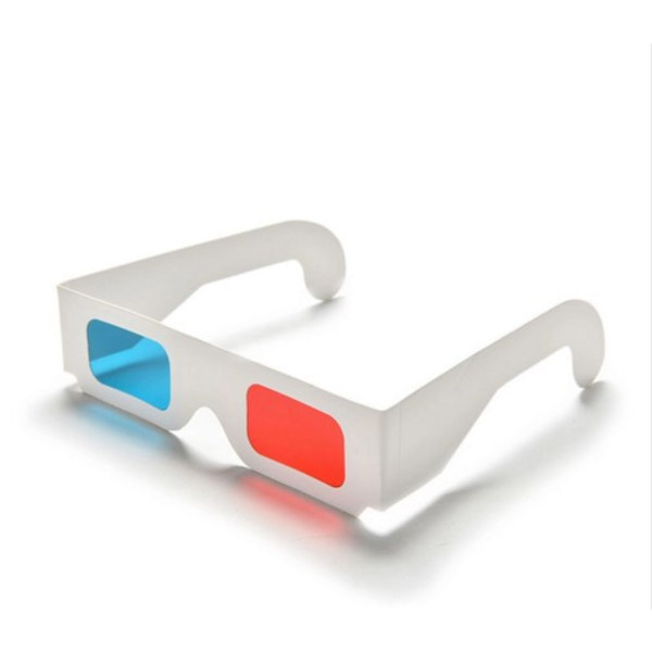 50 par 3D-briller i papir, rød og cyan anaglyph, hvidt karton