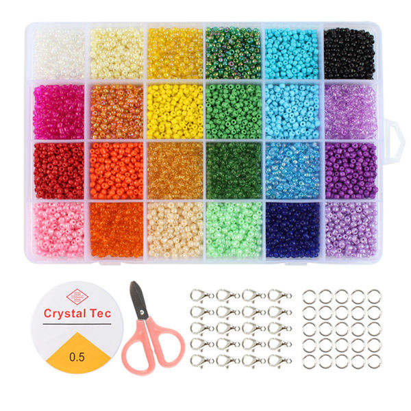 24 rutnät diy färgrispärlor set - 3mm rispärlor färg