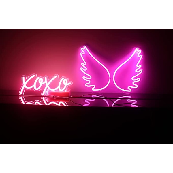 Neon Lys Skilt Pink Farve LED Angel Vinge USB Betjent Nat Lig