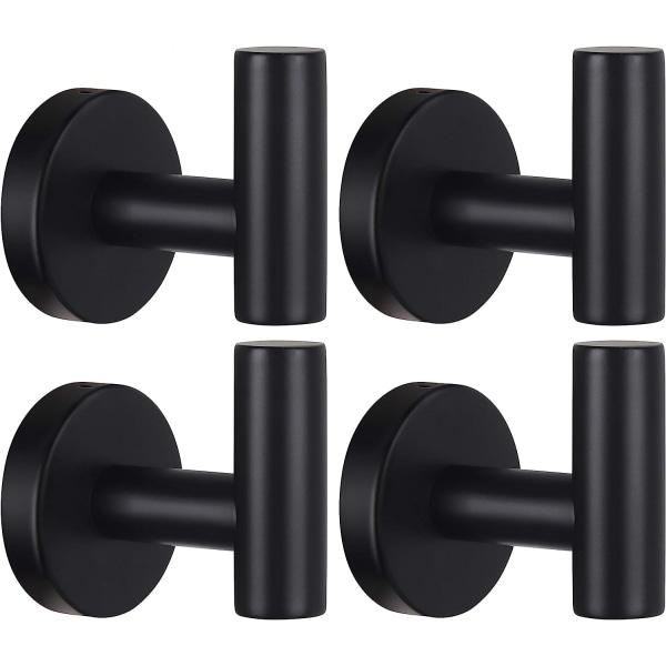 4 pakker matt sort håndklekroker baderom frakk krok kappe krok Stai