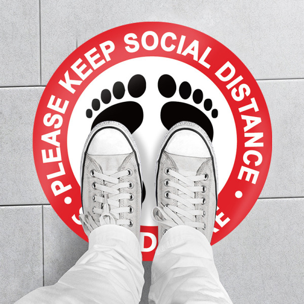 Social Distance Floor Decal Stickers -15 Pack 8" Red Stand Flo
