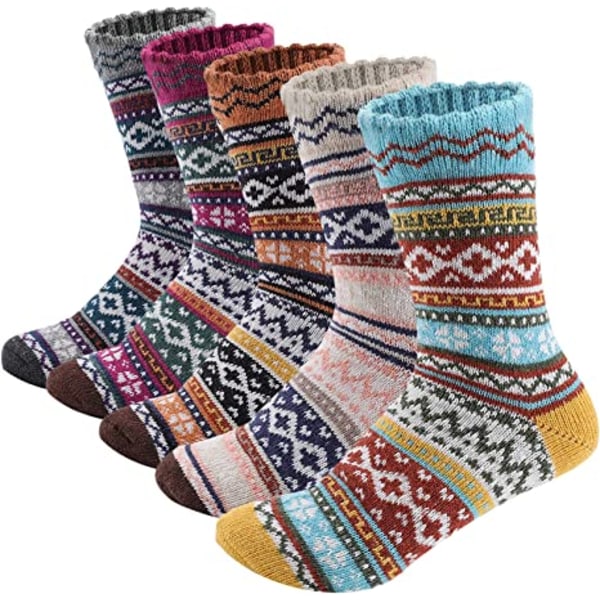 Varme sokker, 5 par ullsokker for kvinner til vintermyke og tynne
