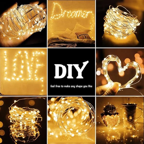 (Varm hvit) LED-lysslynge, 5m 50 LED-tråd mikro-fe-lys