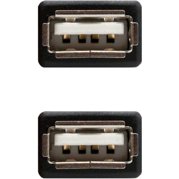 USB 2.0-adapter, A/F-A/F, hunn-hunn, svart