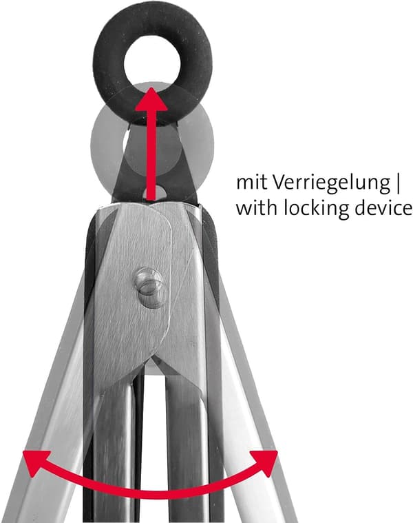 Grilltanger + Serveringstenger, med håndtak i rustfritt stål og gummierte grep, Lengde: 34,5 cm, Rustfritt stål/Plast