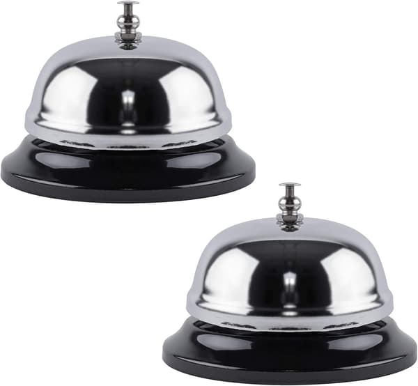 2-pack ringklocka för reception 3,35 tum silvermetall rostskyddad