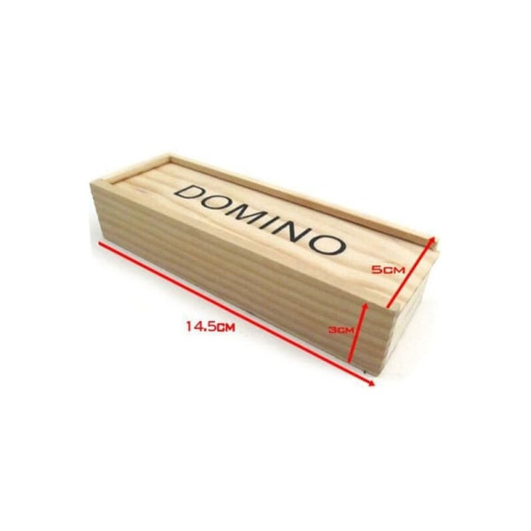 (Musta) Perinteinen Domino Peli - 28 kpl plus puinen laatikko ja