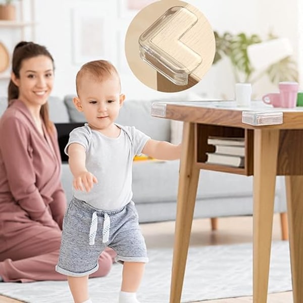 20 stk. Baby Bordhjørnebeskyttere, Transparent Møbelhjørnebeskyttere, Bløde og Høj Elasticitet, Beskytter Baby mod Skarpe Hjørner på Bordet (L-Form)