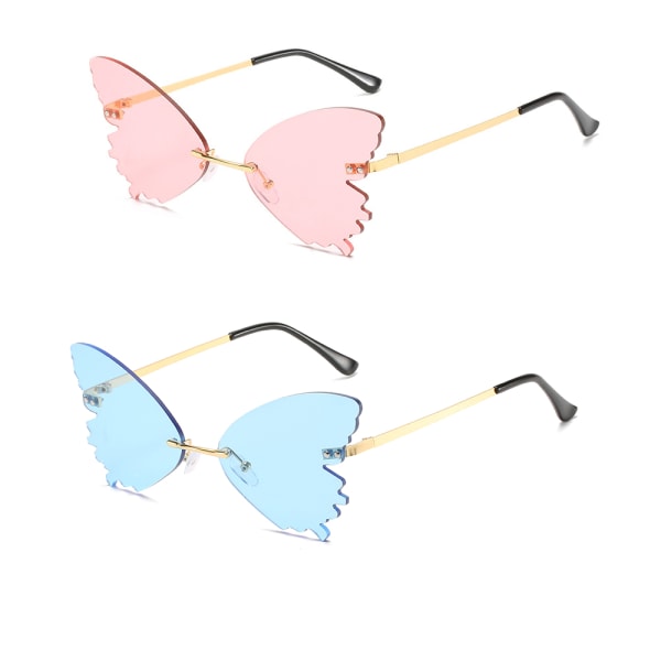 2-stykke sommerfugle uden kant solbriller Oversized briller metal