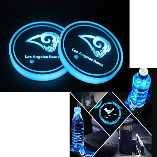 2 kpl (Los Angeles Rams, noin 68*68*8,5 mm) LED-autoalustoja
