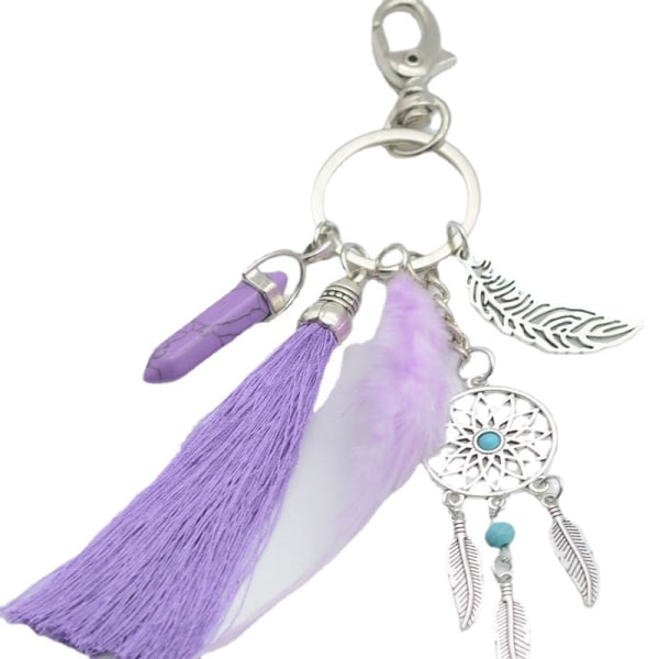 Den lila färgen Boho Dam Turkos Dream Catcher Feather Char