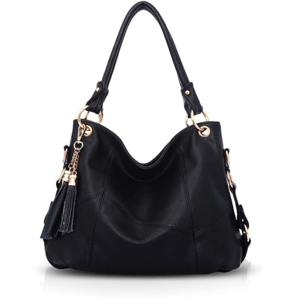 Svart handväska dam stor mode axelväska läder crossbody