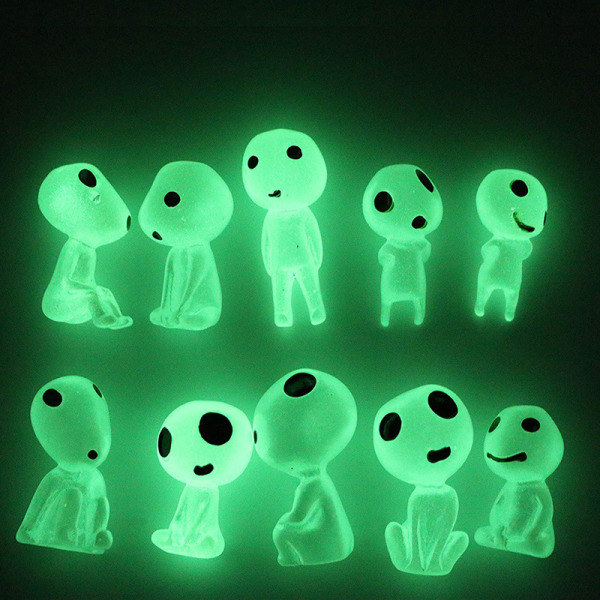 Sett med 10 (grønt lys)Fairy Garden Accessories Glow in the Dark