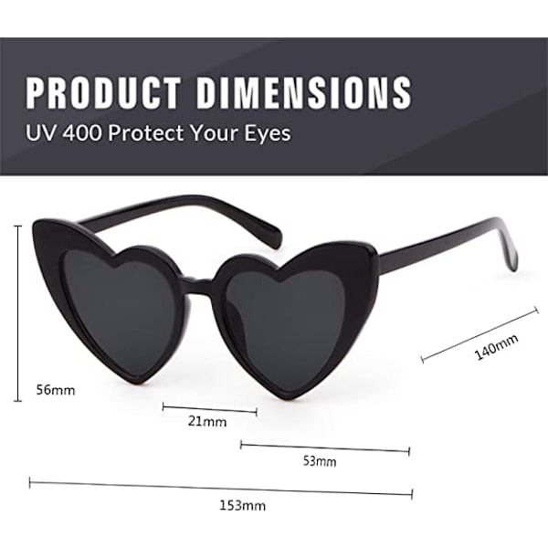 Clout Sydämenmuotoiset aurinkolasit Vintage Cat Eye -lasit Mod Styl