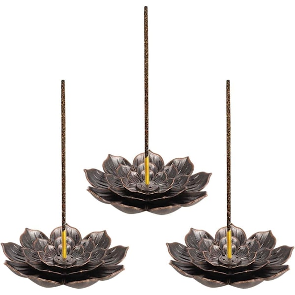 3 stk. Retro Lotus Holder Messing Røgelseholder Lotus Stick Inc