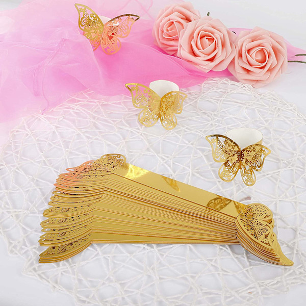 50 stk. Servietringe Butterfly Ring Servietpapir til Bryllup Kommu