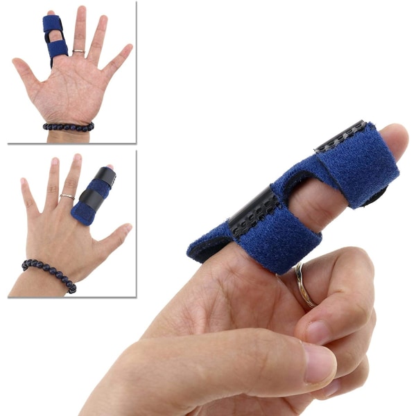 2 stk justerbar fingerskinne for smertelindring (blå)