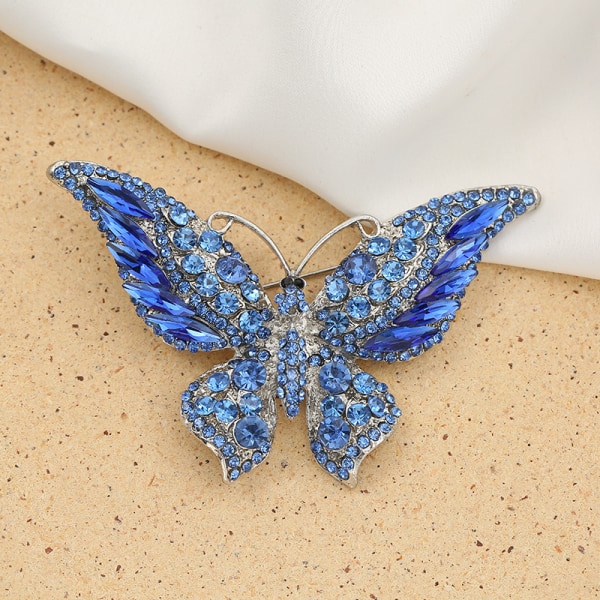 Rhinestone Butterfly Rintaneula Sininen Väri Perhosrintaneulat fo