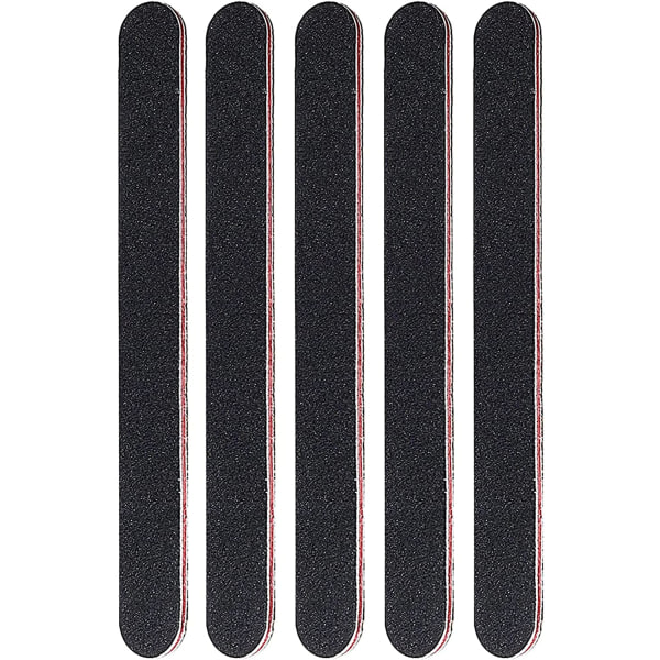 Black - 5 Pack Professional Nail Files, Double Sided Nail Files,