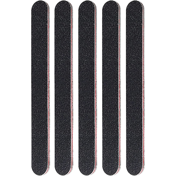 Sort - 5 pakke professionelle neglefile, dobbeltsidede neglefile,